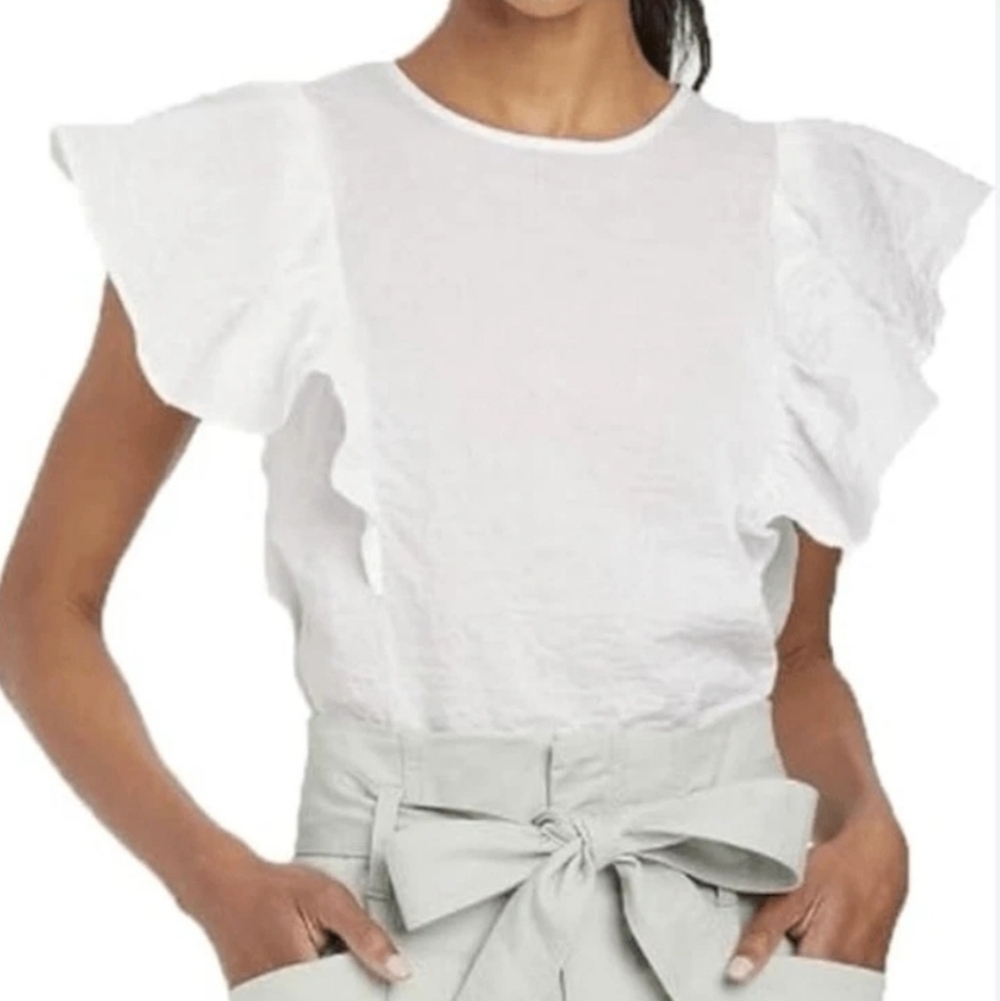 NWT A New Day Flutter Sleeve White Blouse Top S